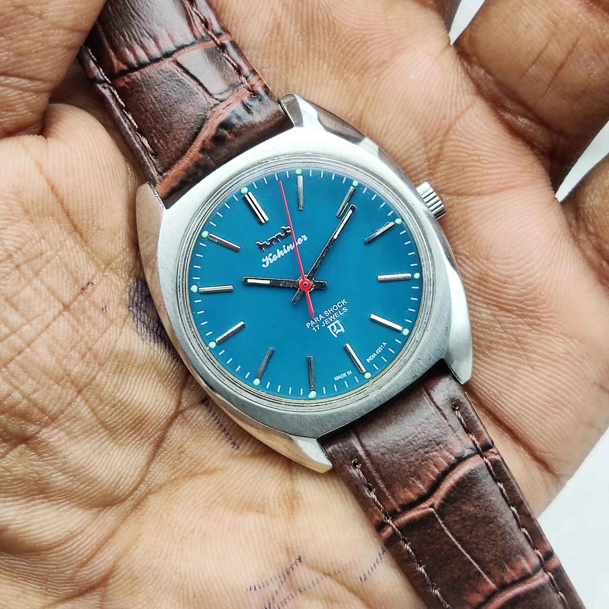 HMT Kohinoor Handwinding Orange Dial Watch Transparent Back