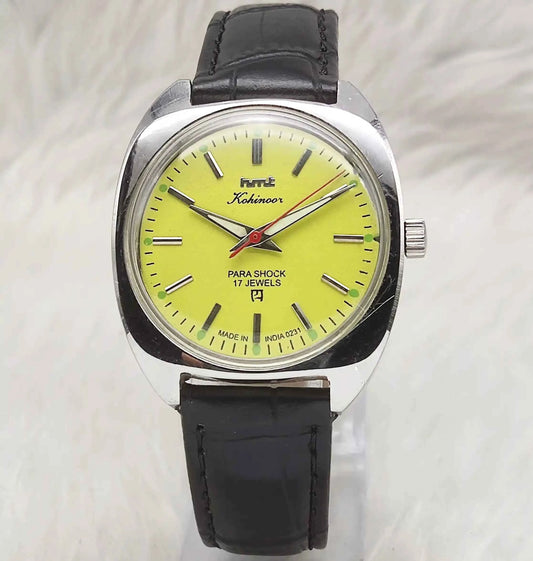 HMT Kohinoor Mechanical Watch 17 Jewels, Stick Indices, Black Dial, Handwinding Movement