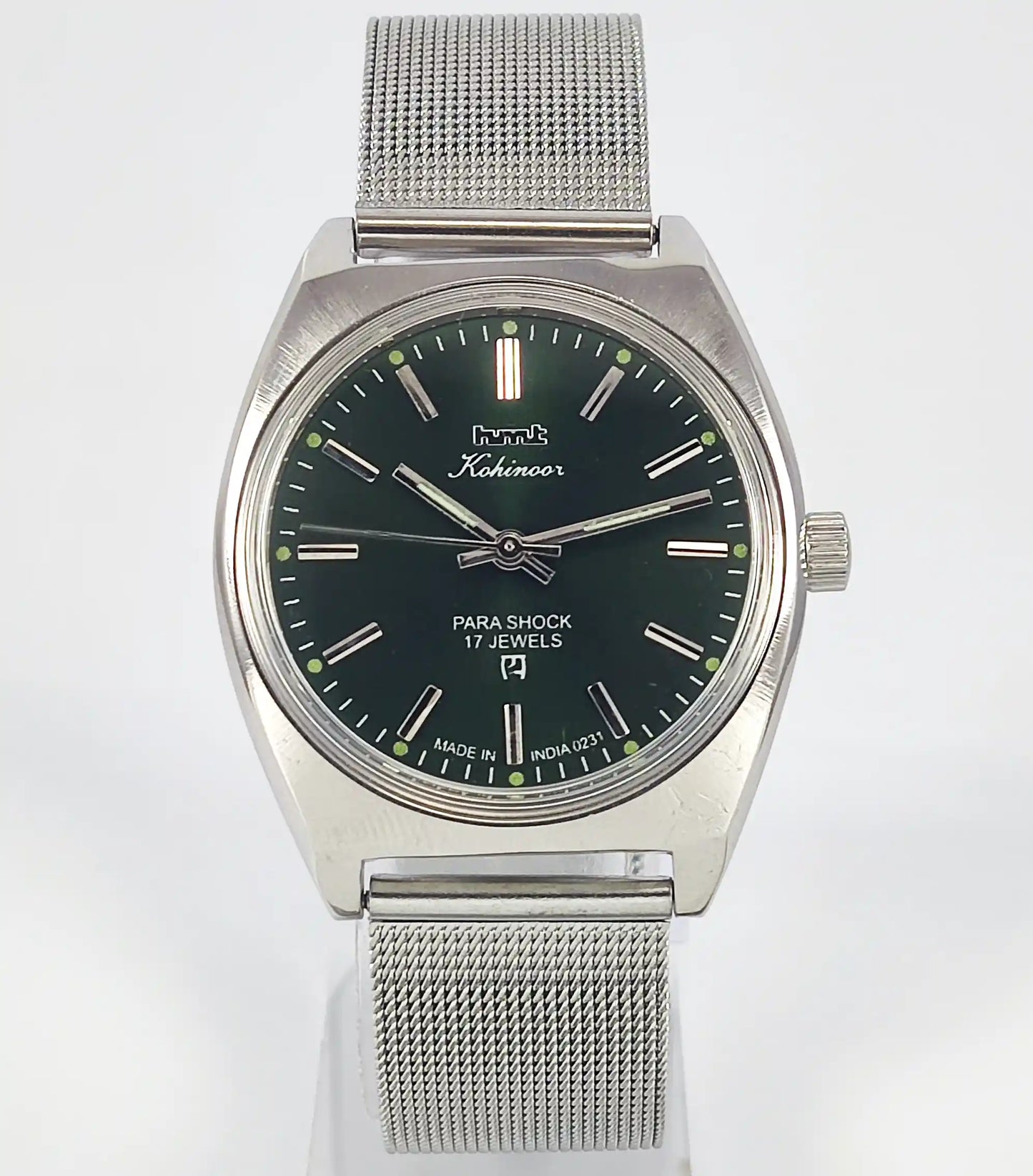 HMT Kohinoor Para Shock 17 Jewels Green Dial Handwinding Discover-Diamonds