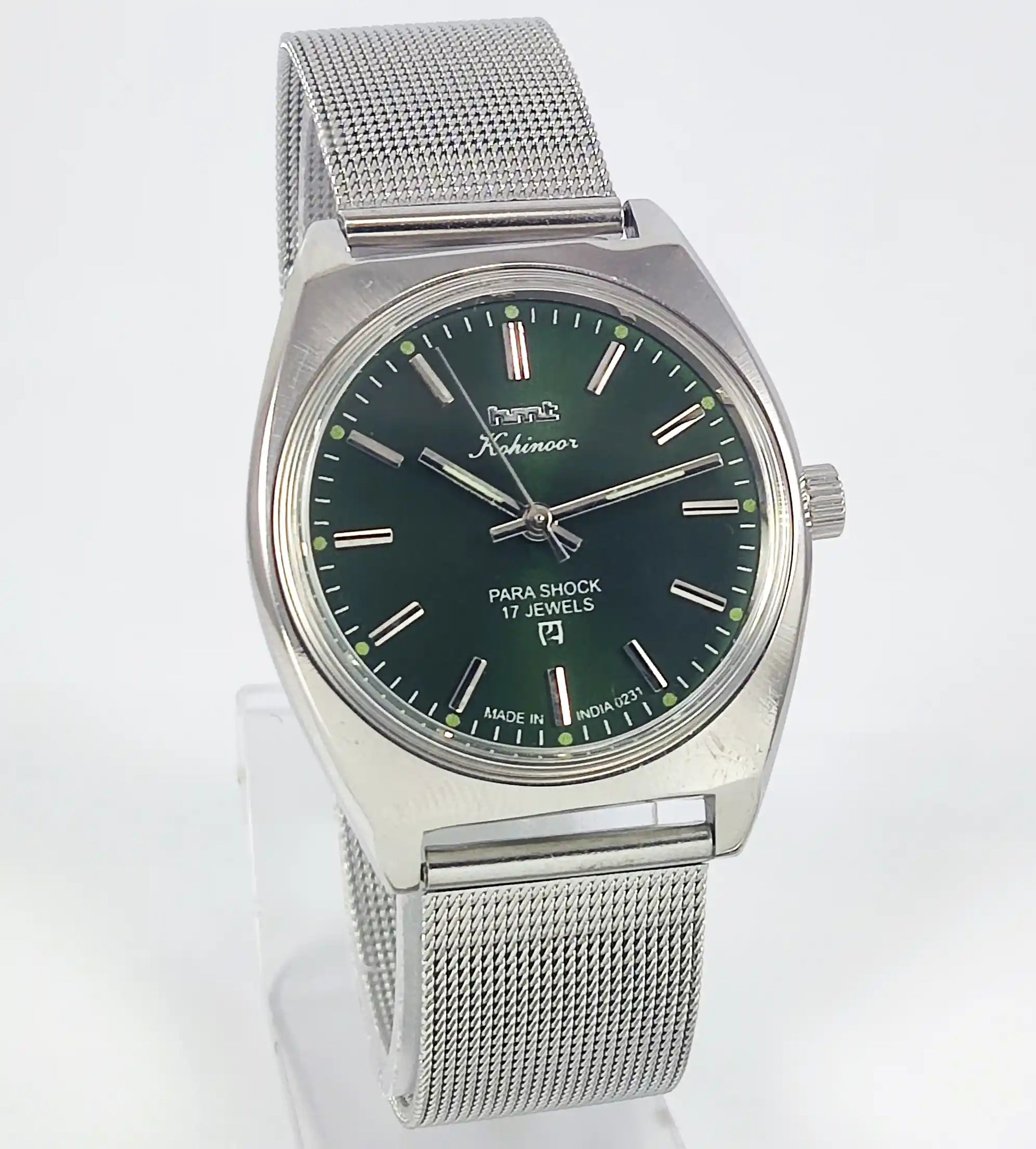 HMT Kohinoor Para Shock 17 Jewels Green Dial Handwinding Discover-Diamonds