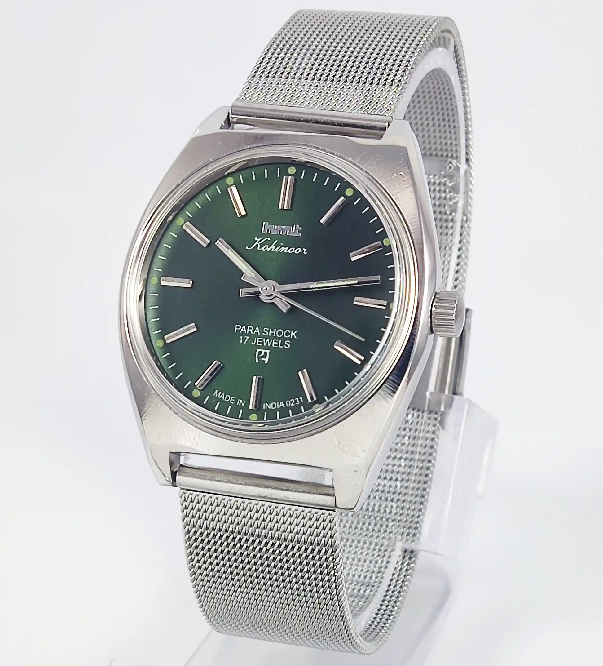 HMT Kohinoor Para Shock 17 Jewels Green Dial Handwinding Discover-Diamonds