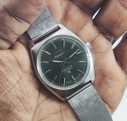 HMT Kohinoor Para Shock 17 Jewels Green Dial Handwinding Discover-Diamonds