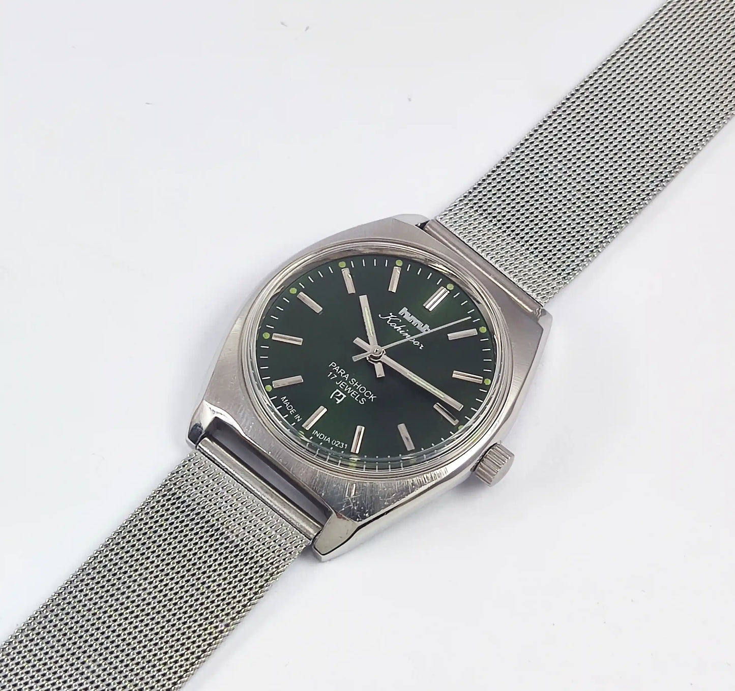 HMT Kohinoor Para Shock 17 Jewels Green Dial Handwinding Discover-Diamonds