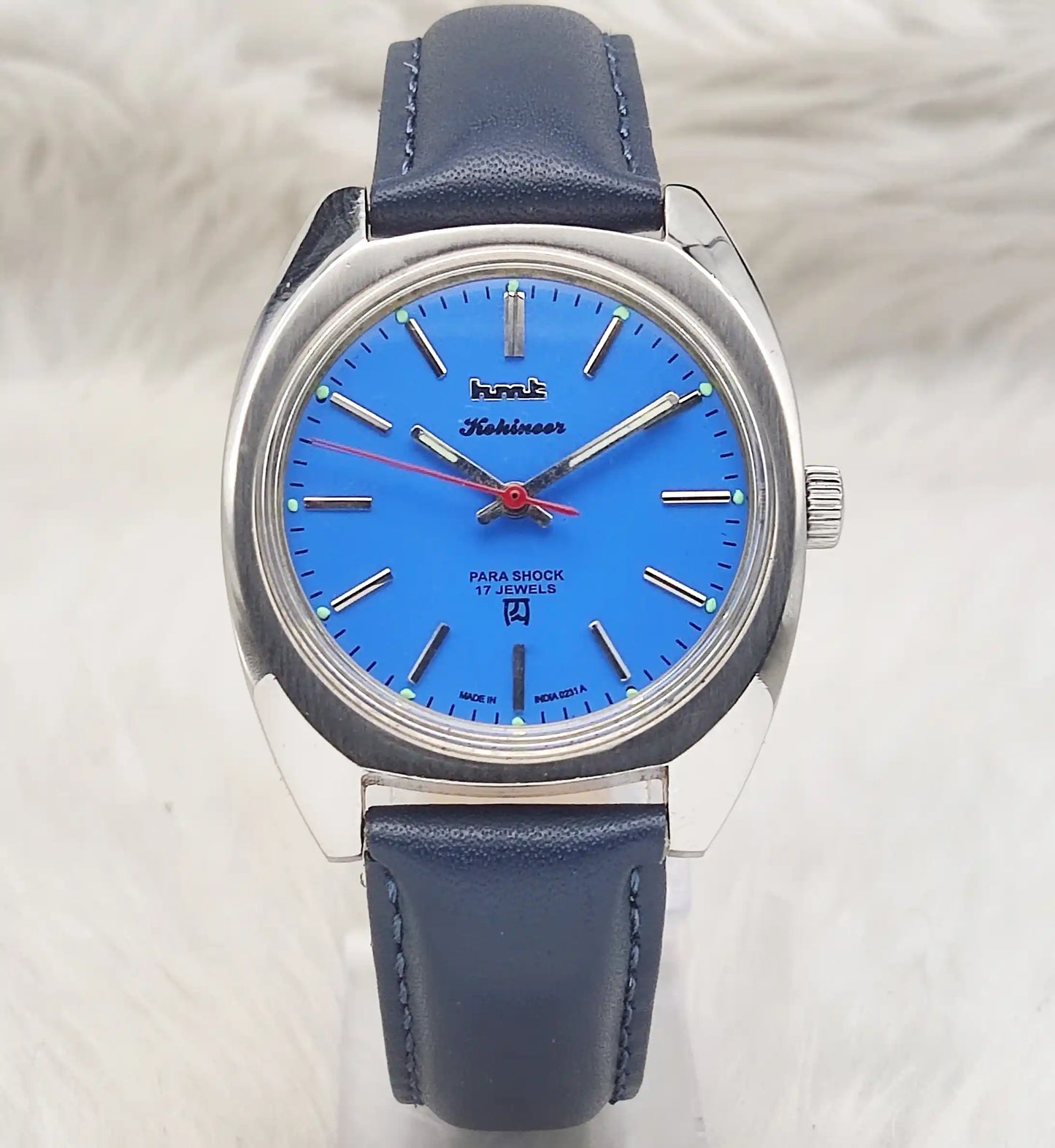 HMT Kohinoor Peacock Blue Dial Watch - 17 Jewels Men's Handwinding Timepiece
