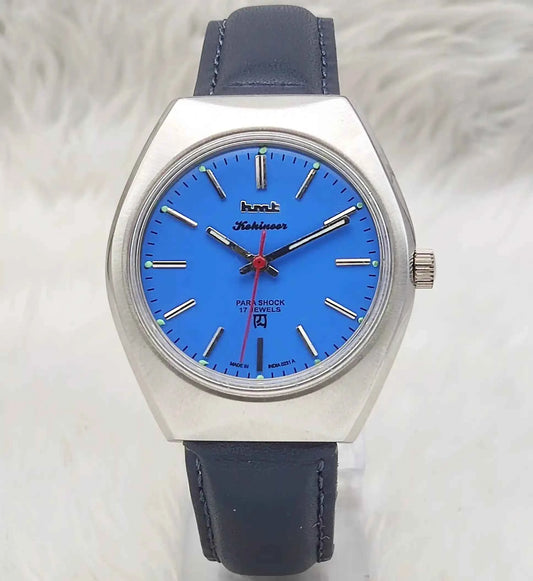 HMT Kohinoor Peacock Blue Dial Watch - 17 Jewels Men's Handwinding Timepiece