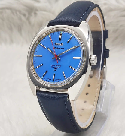 HMT Kohinoor Peacock Blue Dial Watch - 17 Jewels Men's Handwinding Timepiece