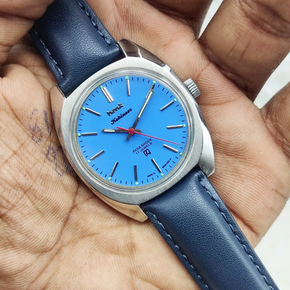 HMT Kohinoor Peacock Blue Dial Watch - 17 Jewels Men's Handwinding Timepiece