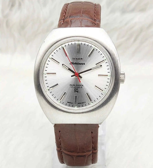 HMT Kohinoor Silver Dial Stick Indices 17 Jewels Men's Watch Mechanical Movement