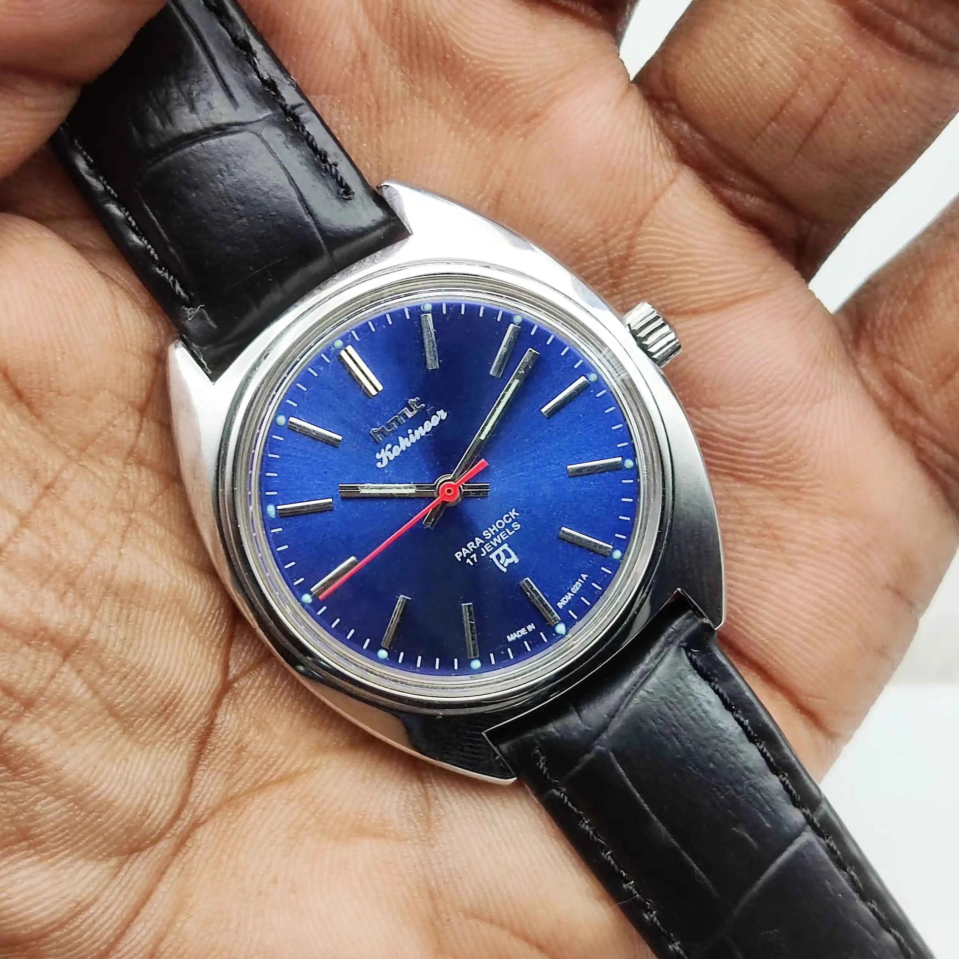 HMT Kohinoor Stick Indices 17 Jewels Blue Dial Men's Watch