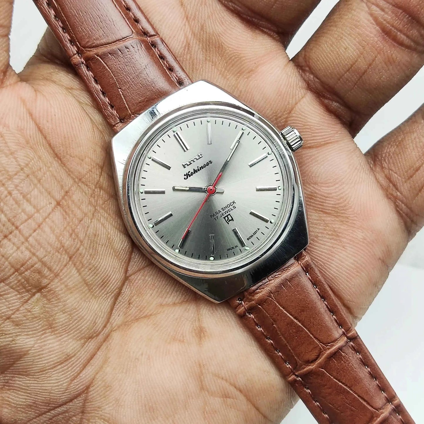 HMT Kohinoor Stick Indices Silver Dial Handwinding 17 Jewels Watch