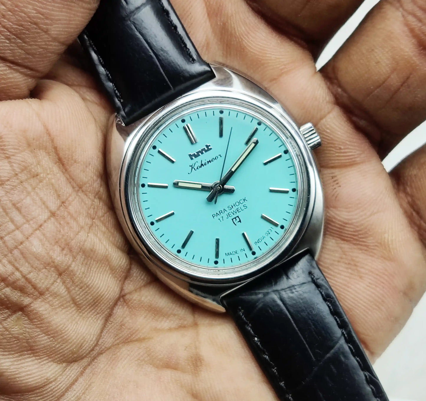 HMT Kohinoor Turquoise Dial 17 Jewels Para Shock Men's Watch