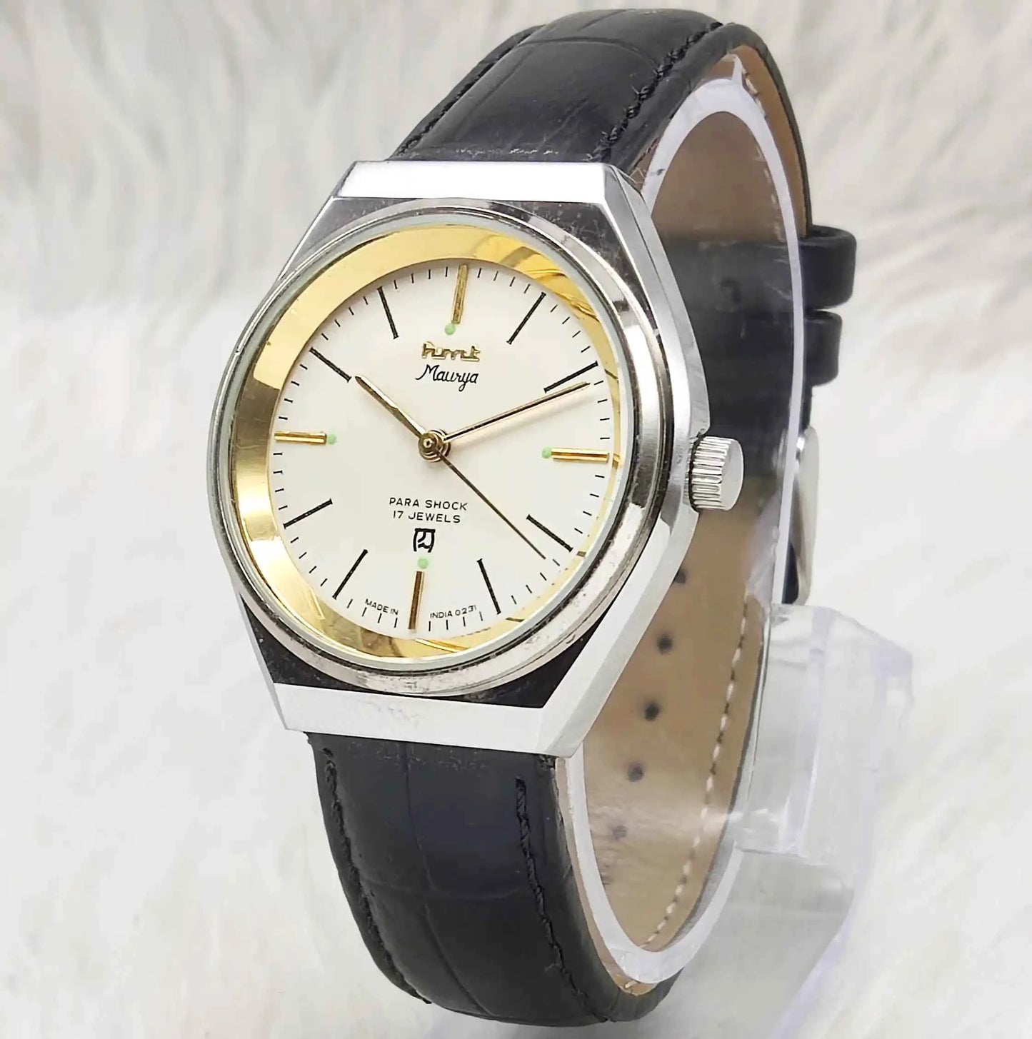 HMT Maurya Pearl Dial Handwinding Watch 17 Jewels and Stick Indices
