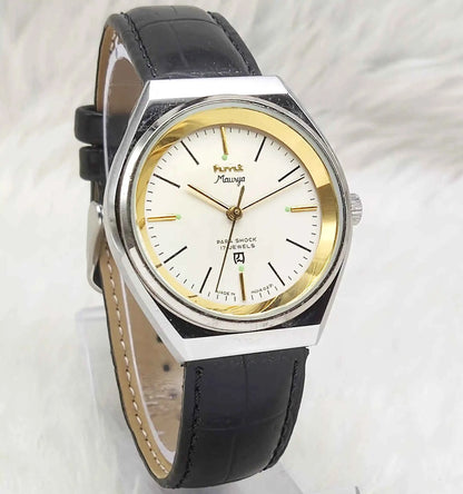 HMT Maurya Pearl Dial Handwinding Watch 17 Jewels and Stick Indices