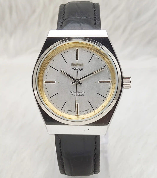 HMT Maurya Silver Dial Handwinding Watch with 17 Jewels and Stick Indices