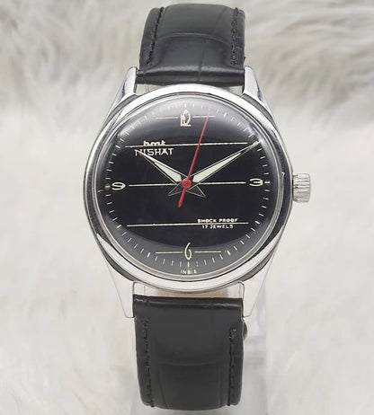 HMT Nishat Watch with 17 Jewels and Black Dial