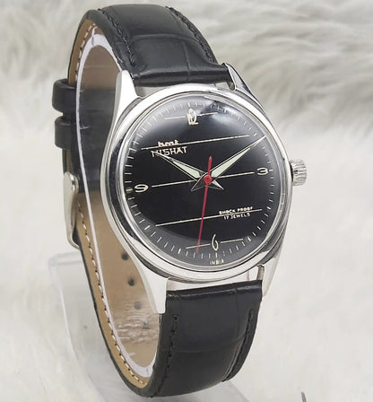 HMT Nishat Watch with 17 Jewels and Black Dial