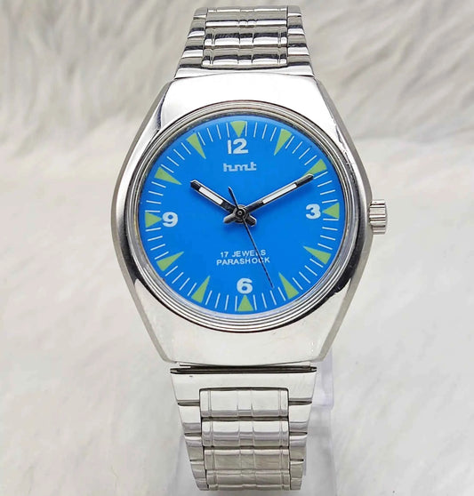 HMT Para Shock Stick Indices 17 Jewels Sky Blue Dial Handwinding Watch