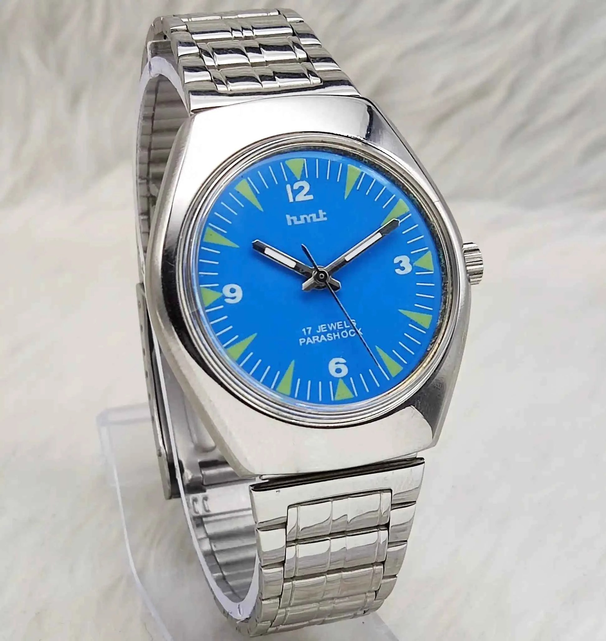 HMT Para Shock Stick Indices 17 Jewels Sky Blue Dial Handwinding Watch