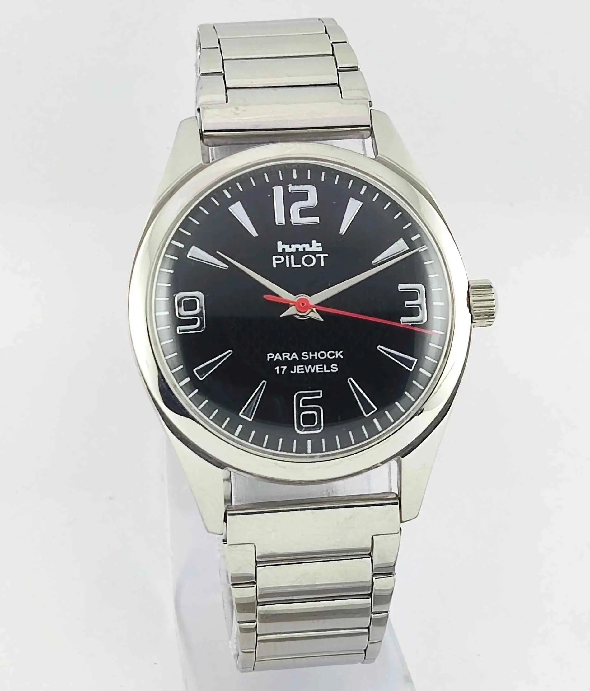 HMT Pilot 0231 Black Para Shock 17 Jewels Mechanical Handwinding Men's Watch Discover-Diamonds