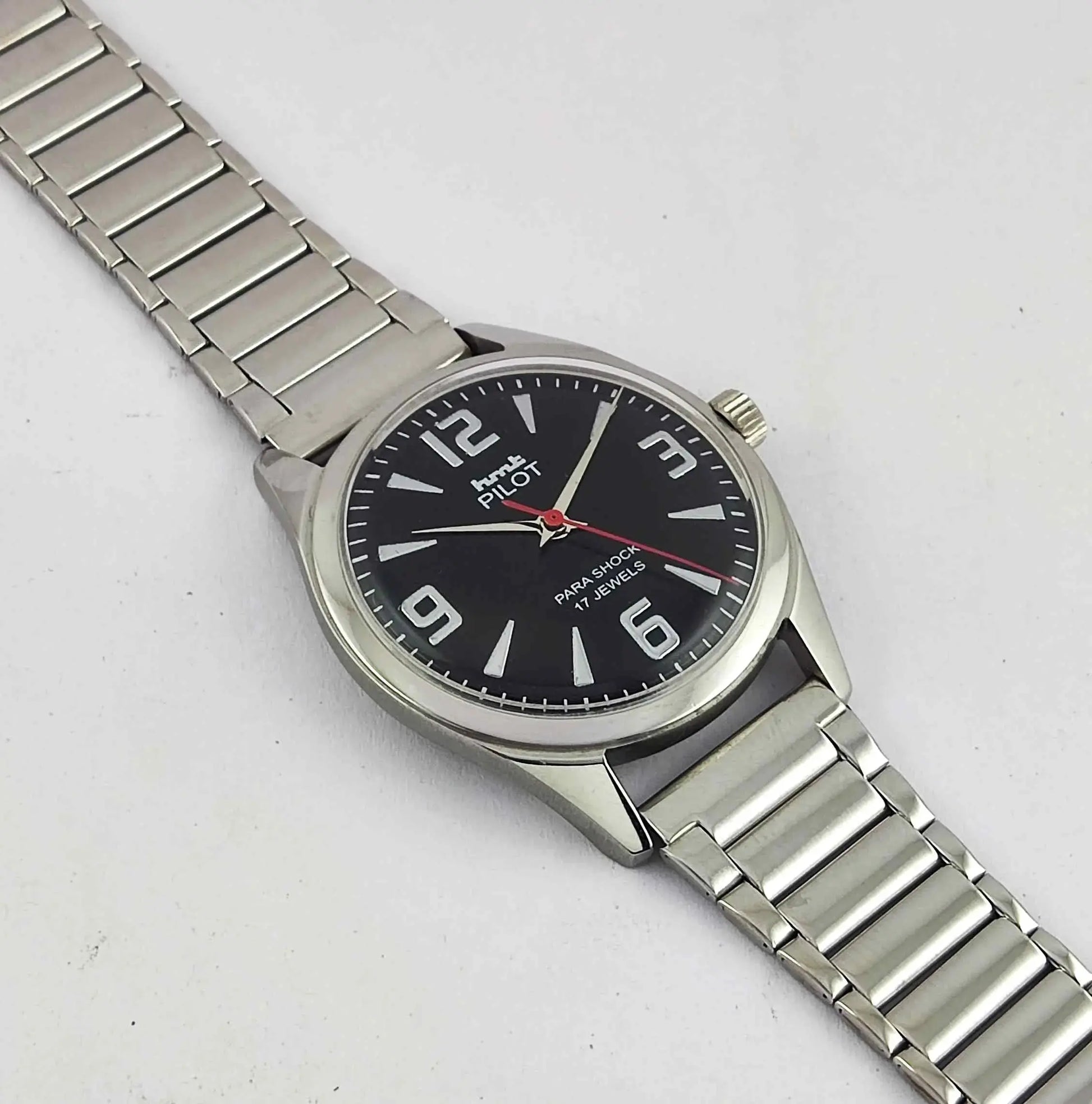 HMT Pilot 0231 Black Para Shock 17 Jewels Mechanical Handwinding Men's Watch Discover-Diamonds