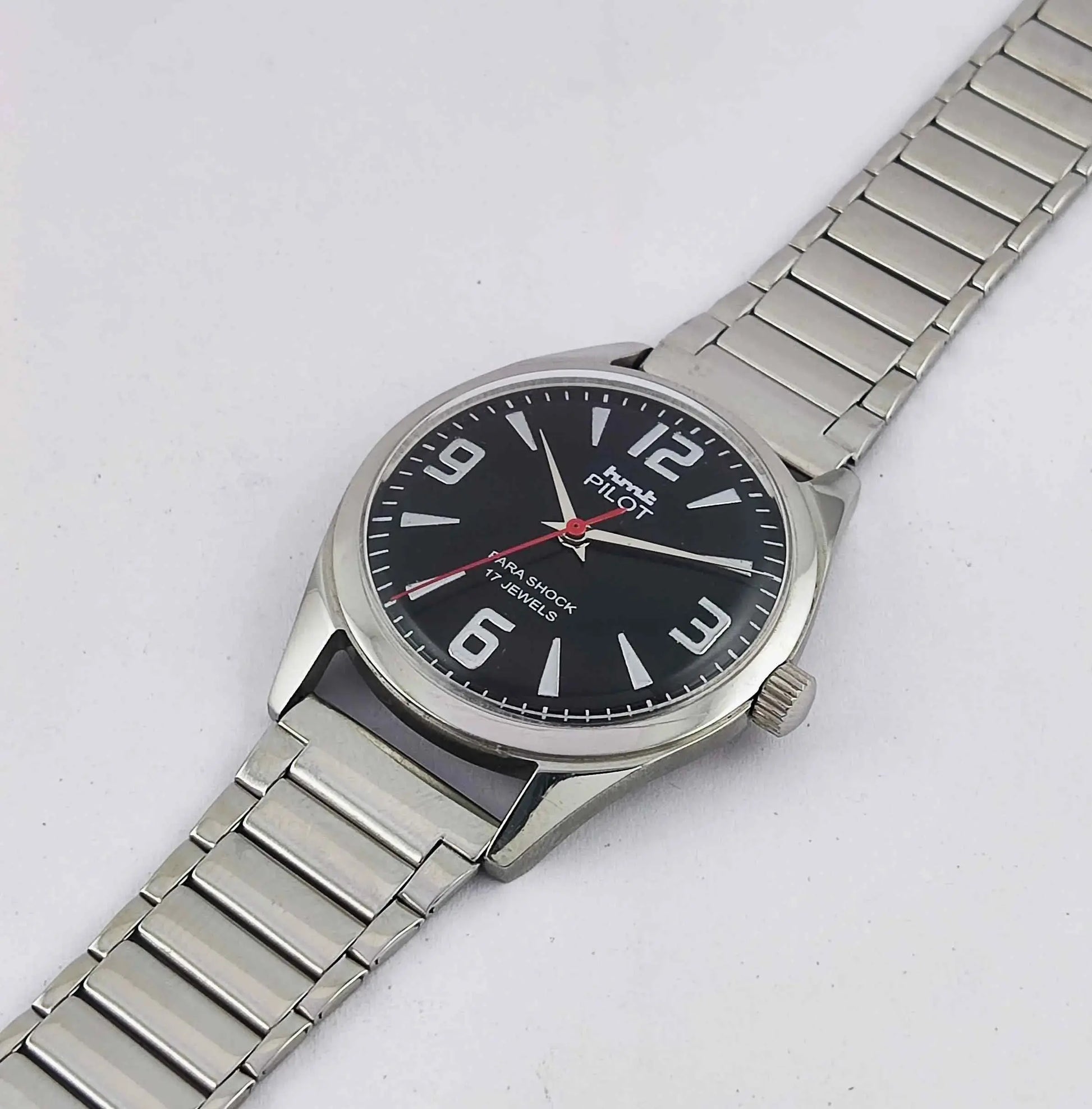 HMT Pilot 0231 Black Para Shock 17 Jewels Mechanical Handwinding Men's Watch Discover-Diamonds