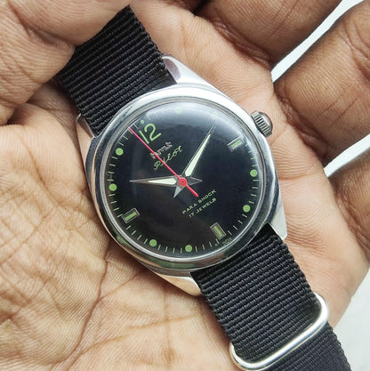 HMT Pilot 17 Jewels Handwinding Black Dial - HMT Timeless Elegance and Precision