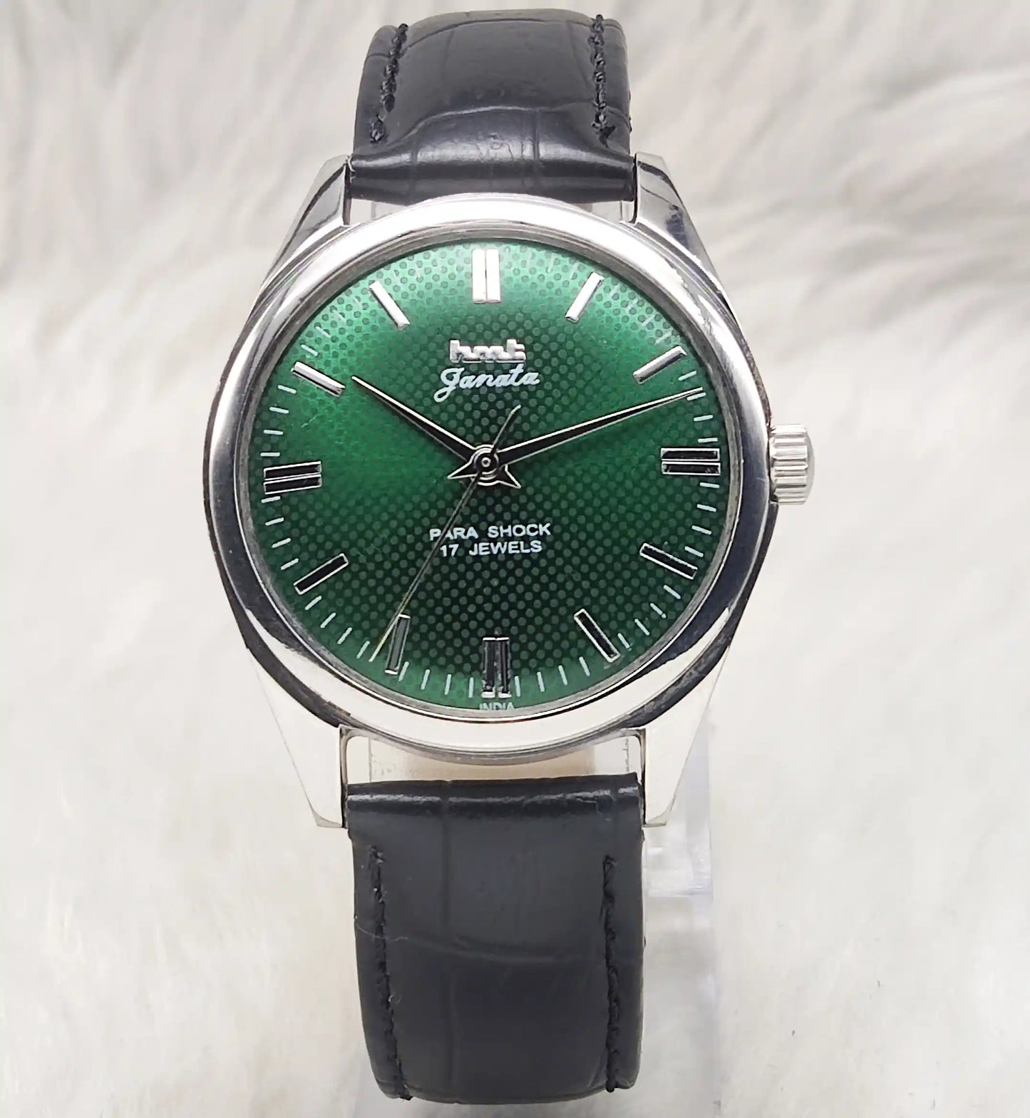 HMT Janata Dotted Apple Green Dial Stick indices 17 Jewels Handwinding Men's Watch