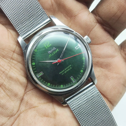 HMT Pilot Handwinding Men's Watch - 17 Jewels Apple Green Dial