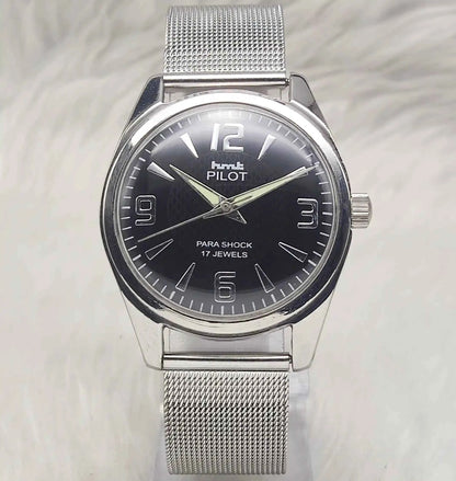 HMT Pilot 17 Jewels Green Dial - Handwinding Men's Watch Numerals Indices