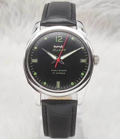 HMT Pilot 17 Jewels Black Dial Handwinding Men's Watch 0231