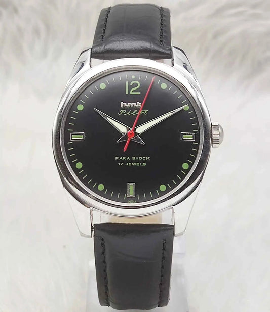 HMT Pilot Men's Watch 17 Jewels Black Dial Handwinding 0231