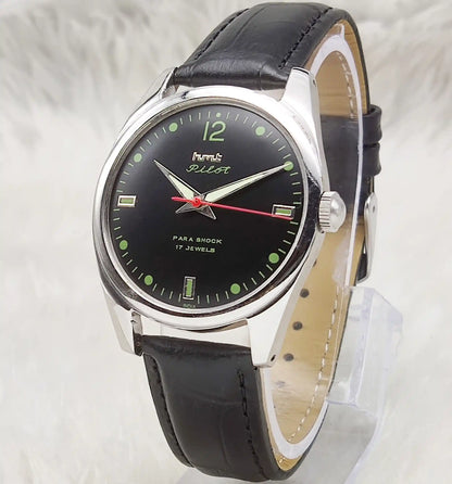 HMT Pilot 17 Jewels Black Dial Handwinding Men's Watch 0231