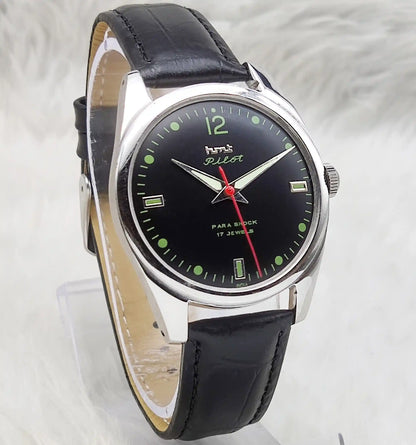 HMT Pilot 17 Jewels Black Dial Handwinding Men's Watch 0231