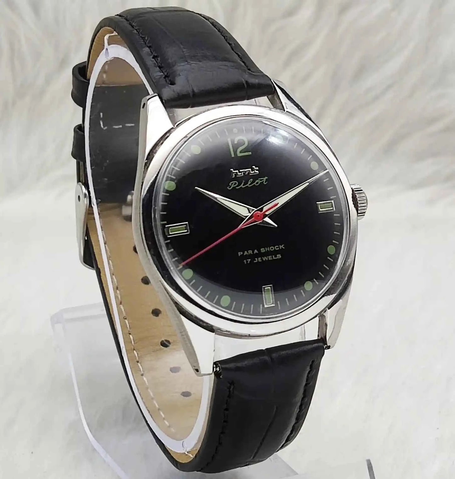 HMT Pilot 17 Jewels Mechanical Handwinding Black Dial Men's Watch