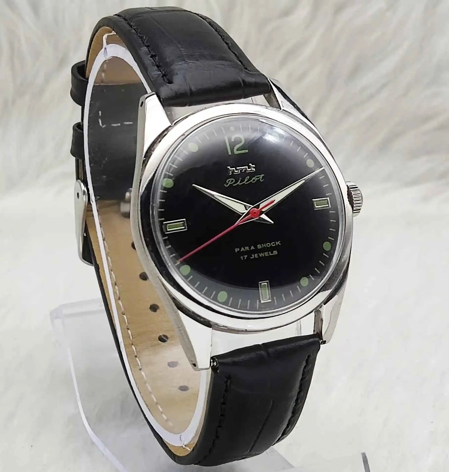 HMT Pilot 17 Jewels Mechanical Handwinding Black Dial Men's Watch