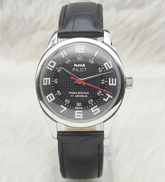 HMT Pilot 17 Jewels Black Sub Dial English Numerals Handwinding Watch