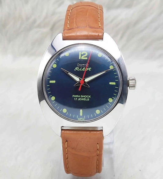 HMT Pilot 17 Jewels Bluish Dial Dotted Indices Handwinding Watch