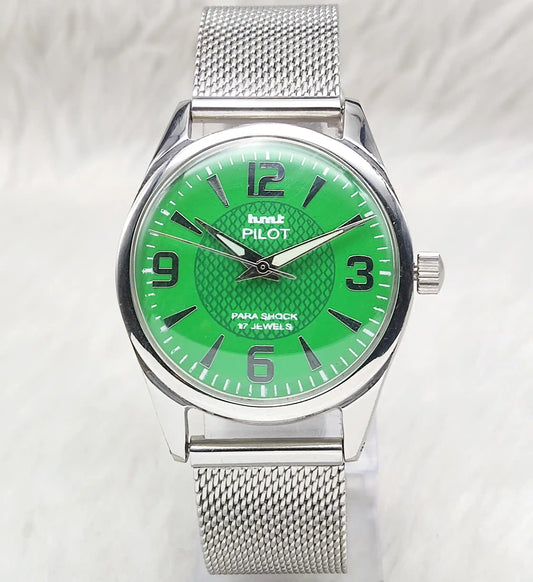 HMT Pilot 17 Jewels Bright Green Dial - Handwinding Men's Watch