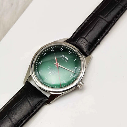 HMT Pilot 17 Jewels Handwinding Green Dial Arabic Font