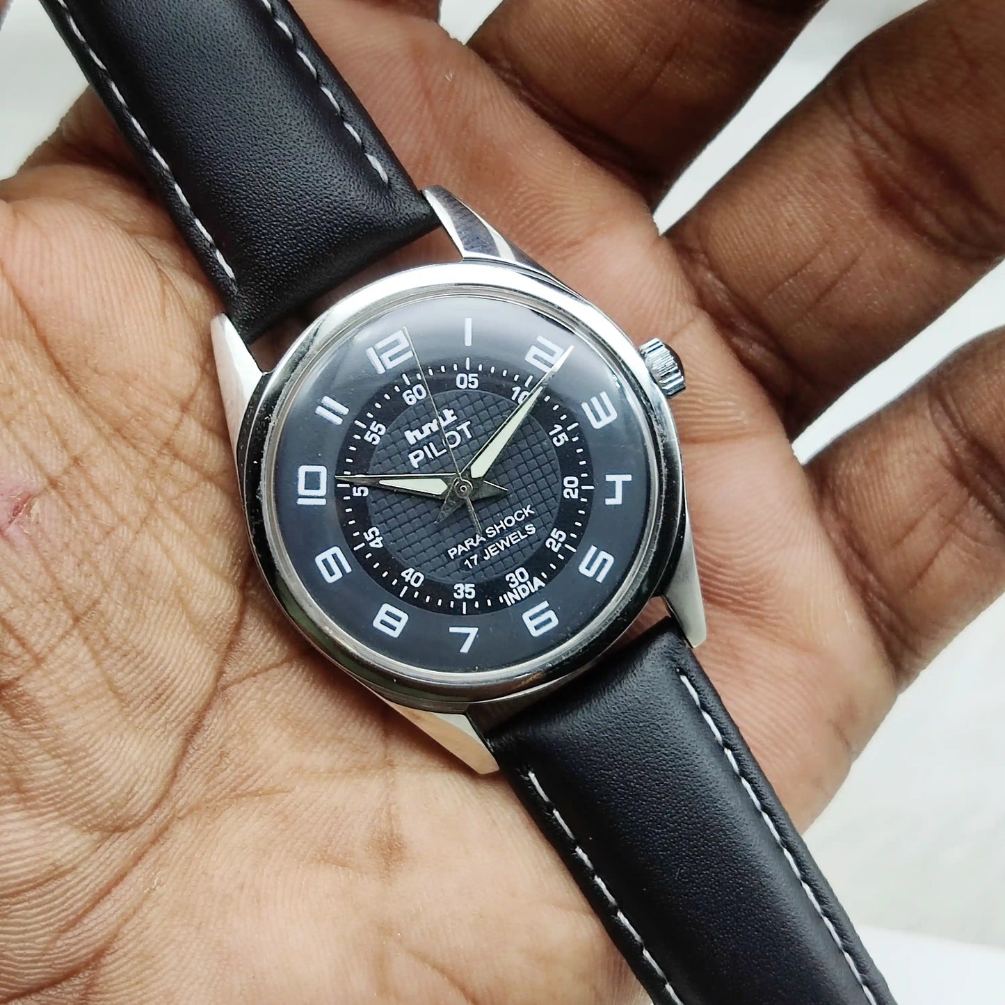 HMT Pilot 17 Jewels Hand-Winding Black Dial With Sub Dial Watch