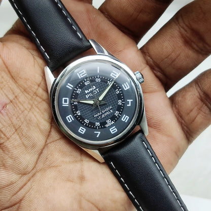 HMT Pilot 17 Jewels Hand-Winding Black Dial With Sub Dial Watch