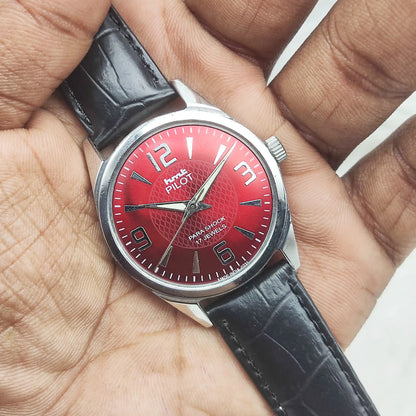 HMT Pilot 17 Jewels Handwinding 17 Jewels Maroon Color Dial Watch