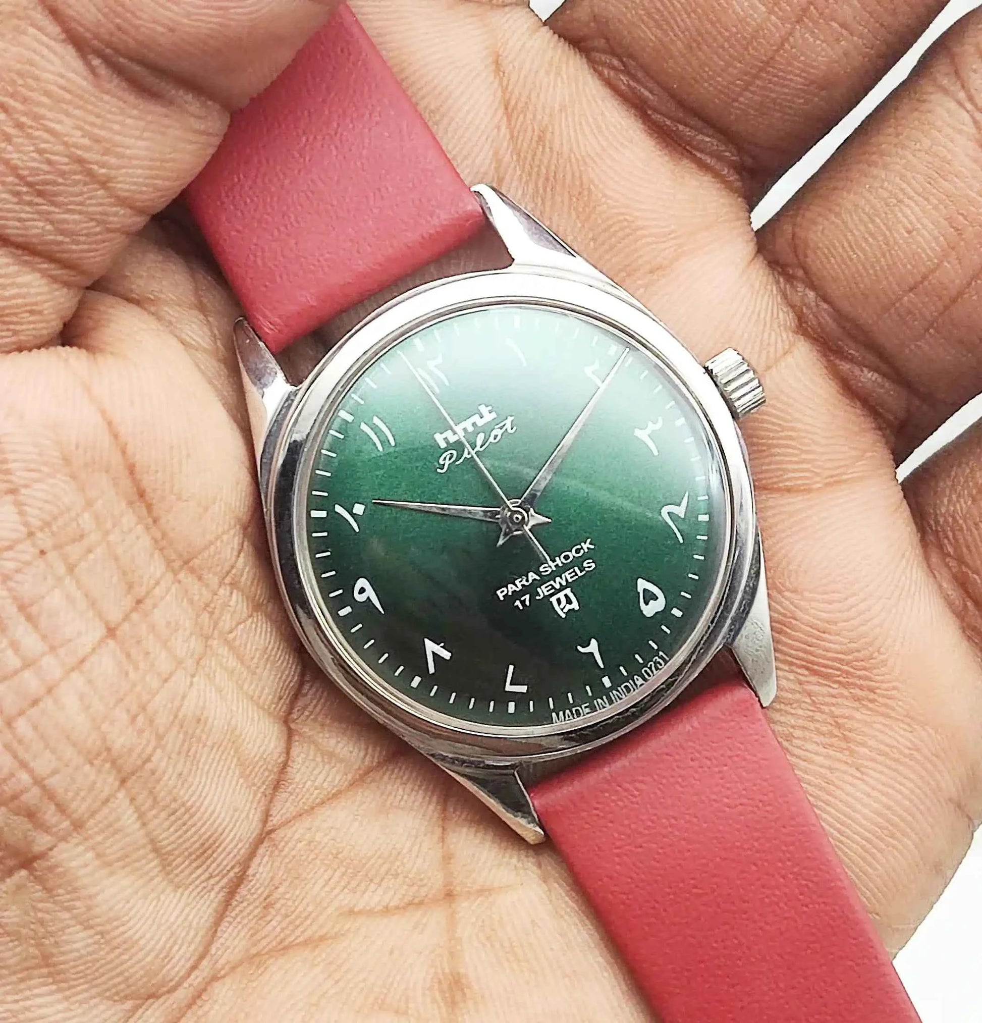 HMT Pilot 17 Jewels Handwinding Green Dial Men's Watch
