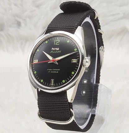 HMT Pilot 17 Jewels PAra Shock Black Dial Handwinding Men's Watch 0231