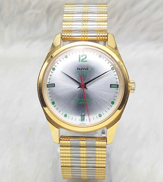 HMT Pilot 17 Jewels Dotted Indices Silver Dial Mechanical Handwinding Watch