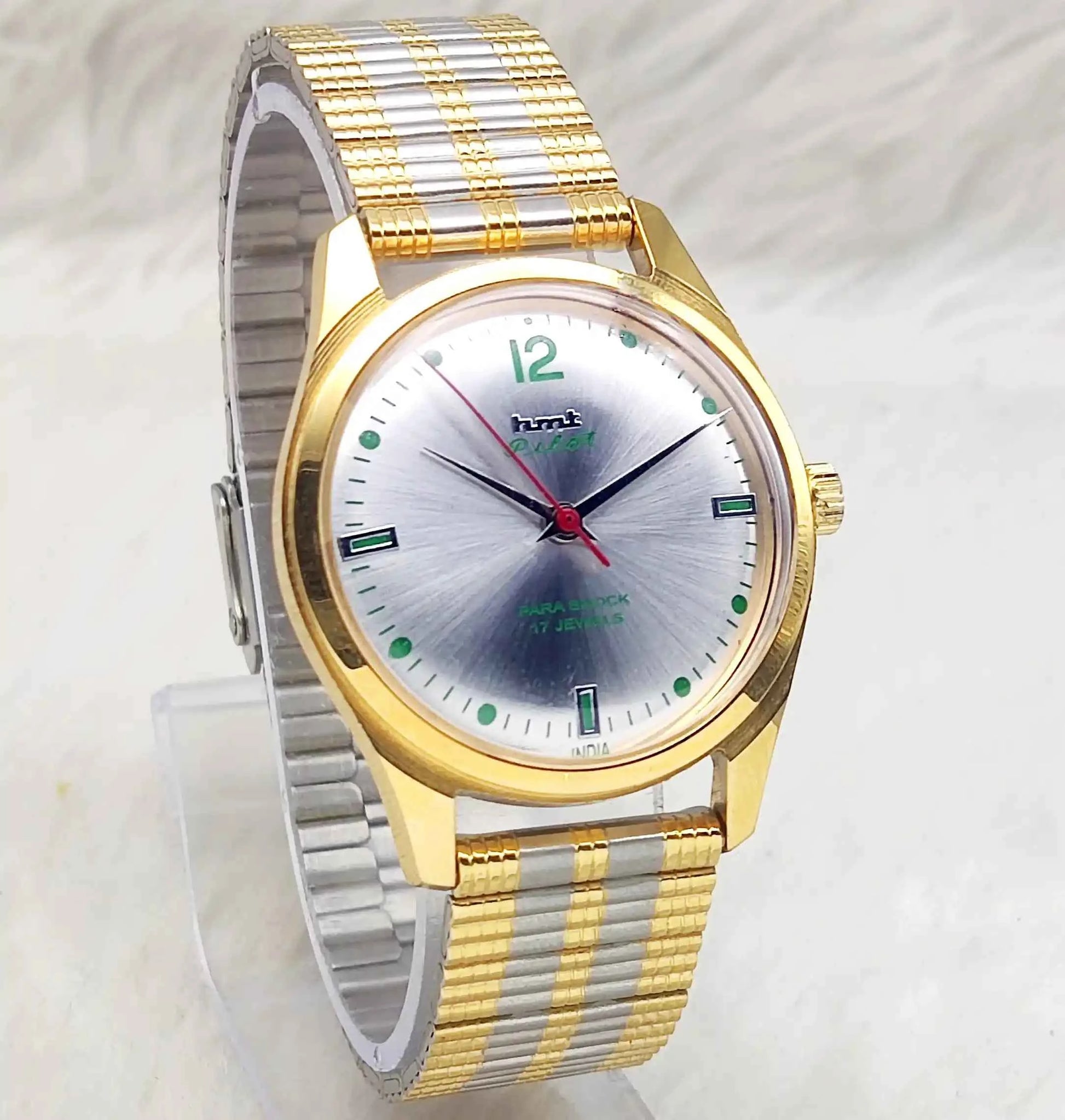 HMT Pilot 17 Jewels Dotted Indices Silver Dial Mechanical Handwinding Watch