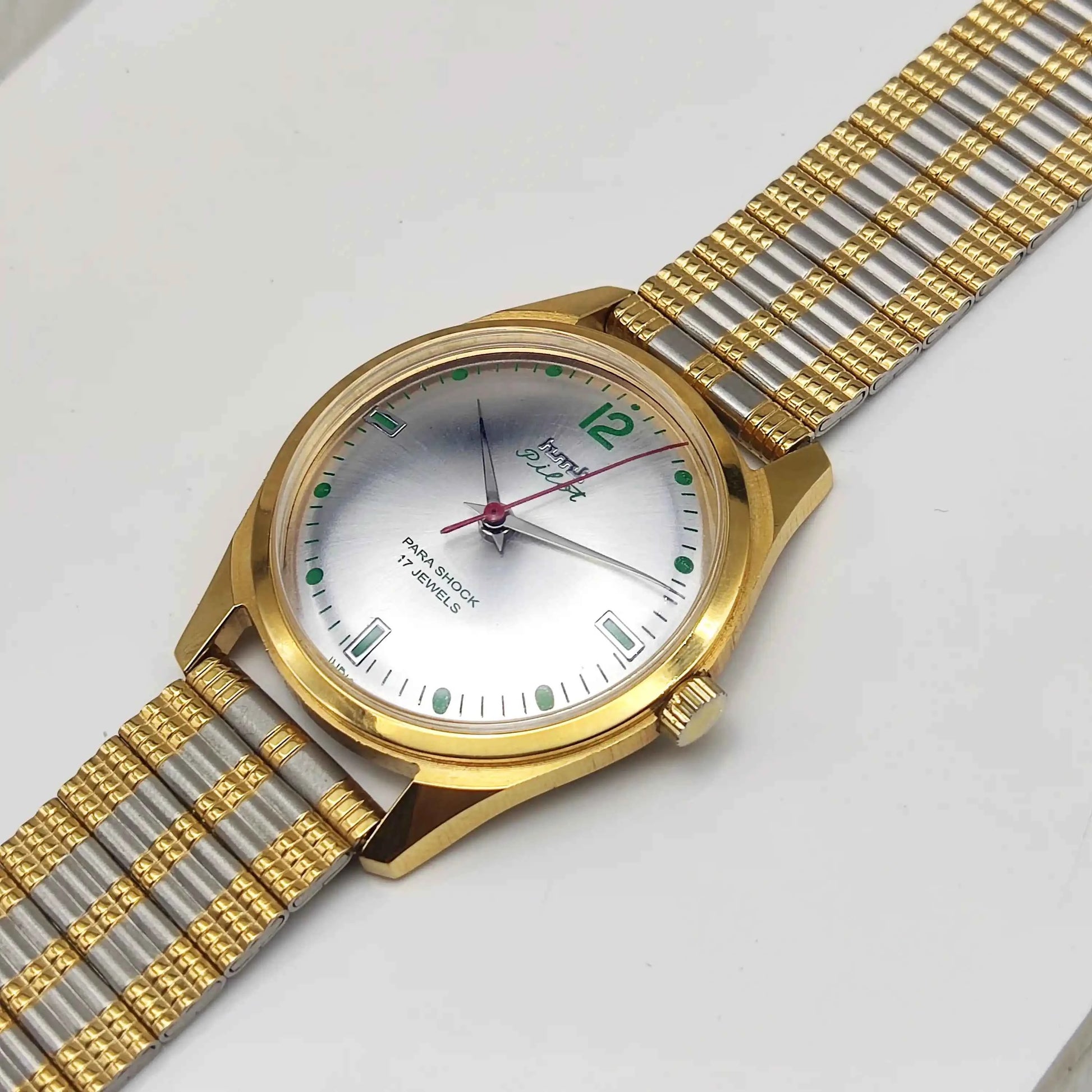 HMT Pilot 17 Jewels Dotted Indices Silver Dial Mechanical Handwinding Watch