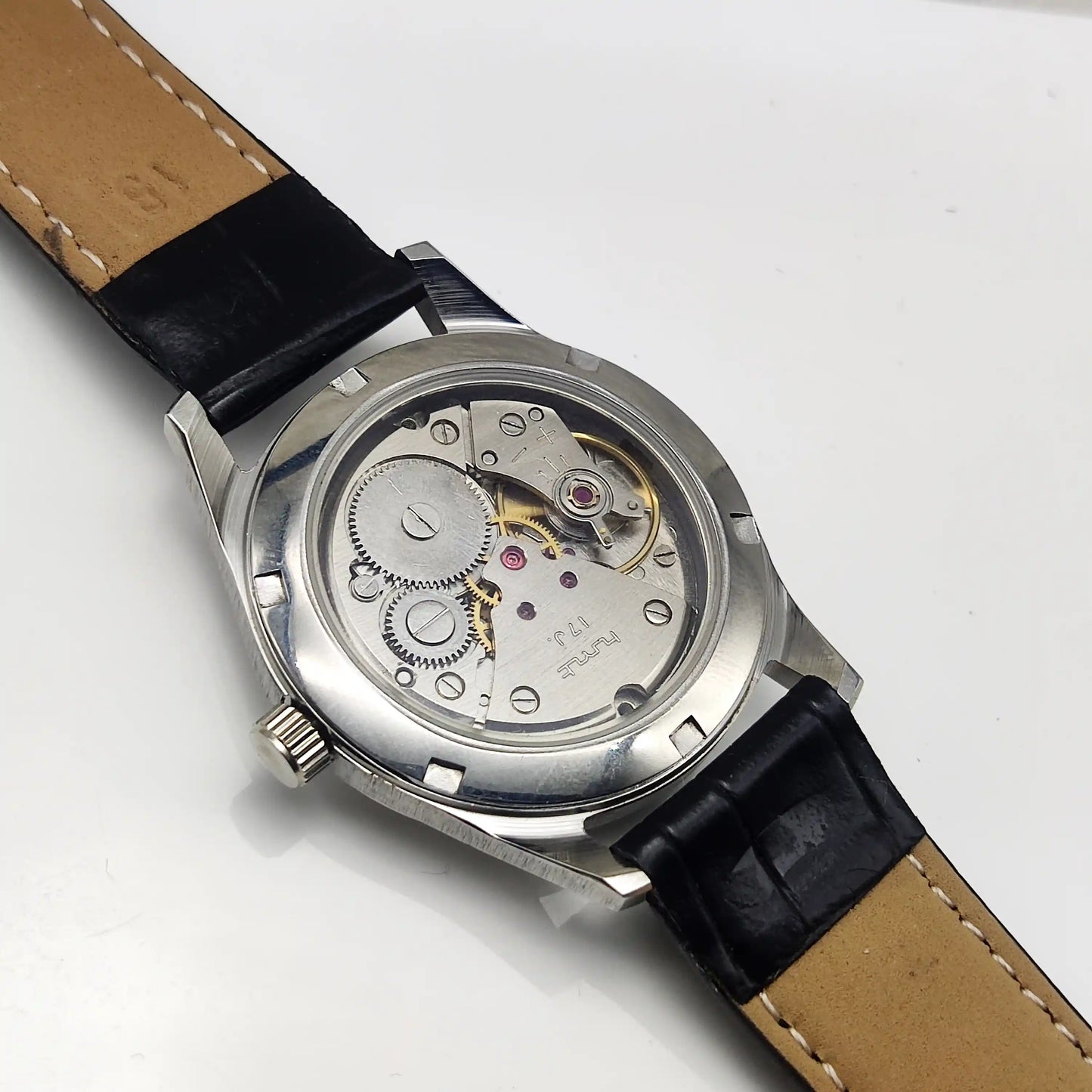 HMT Pilot 17 Jewels White Dial - Handwinding Men's Watch English-Stick Numerals Transparent Back