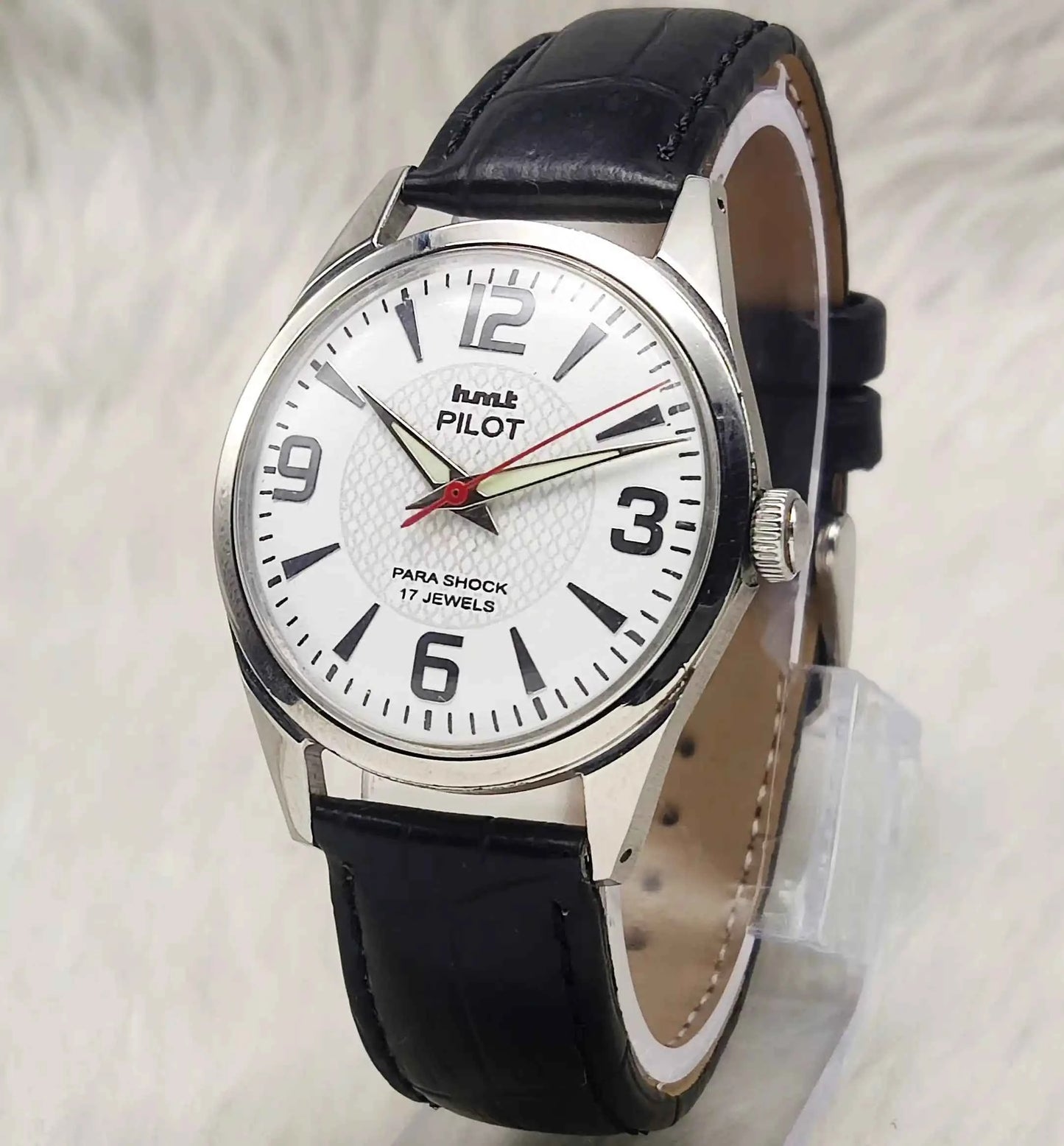 HMT Pilot 17 Jewels Blue Dial - Handwinding Men's Watch Stick Numerals Indices