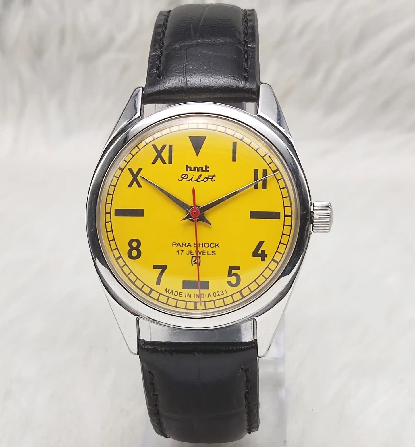 HMT Pilot Watch 17 Jewels Yellow Dial - Handwinding Men's Timepiece